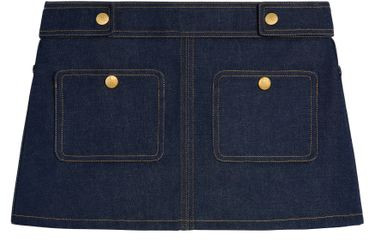 Trapeze mini skirt in raw wash denim - CELINE | 24S US