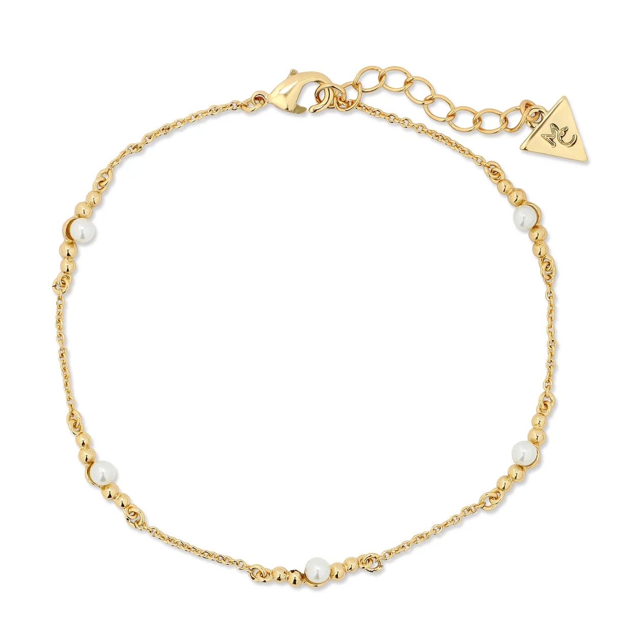 Michelle Campbell Jewelry Women's Dottie Pearl Gold Chain Bracelet, Brass with 14k Yellow Gold Ov... | Walmart (US)
