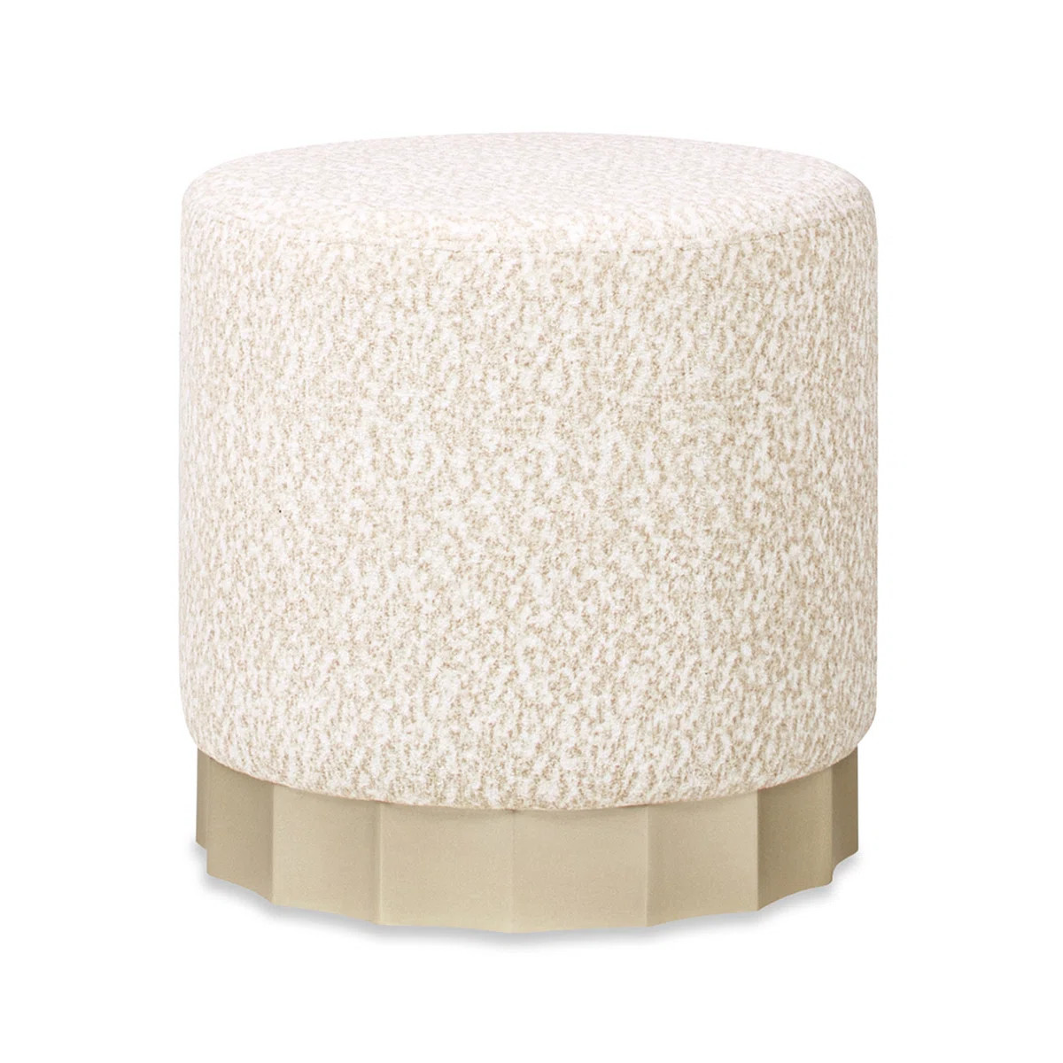 Seino 18" Round Upholstered Ottoman With Scalloped Base | Wayfair North America
