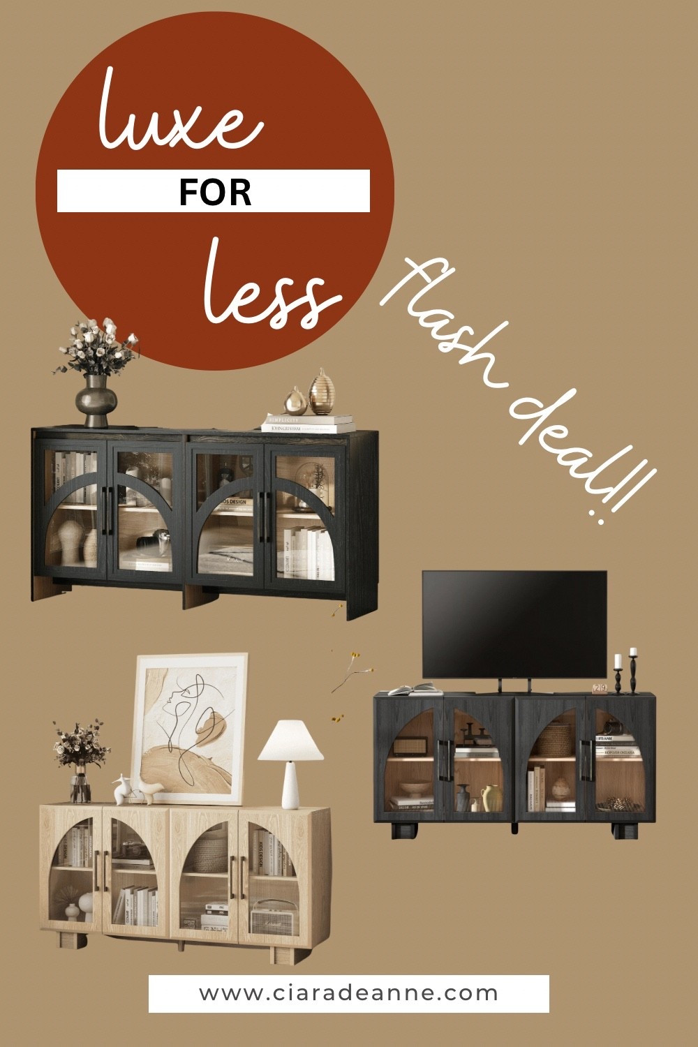 These arched media stands give total luxury vibes without the high-end price tag. The sleek black wood finish, modern glass doors, and soft arches create a designer look for less. Perfect for elevating any living room or entryway, functional, stylish, and surprisingly affordable. #LuxuryForLess #ModernHomeDecor #ArchedFurniture #MediaStandInspo #LivingRoomGoals



#LTKHome #LTKSaleAlert