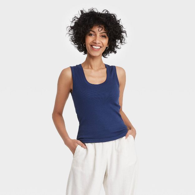 Women&#39;s Slim Fit Tank Top - A New Day&#8482; Olive L | Target