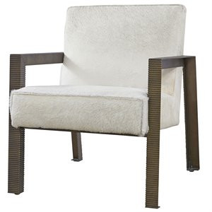 Universal Furniture Jensen Leather Accent Chair in White and Brown | Cymax