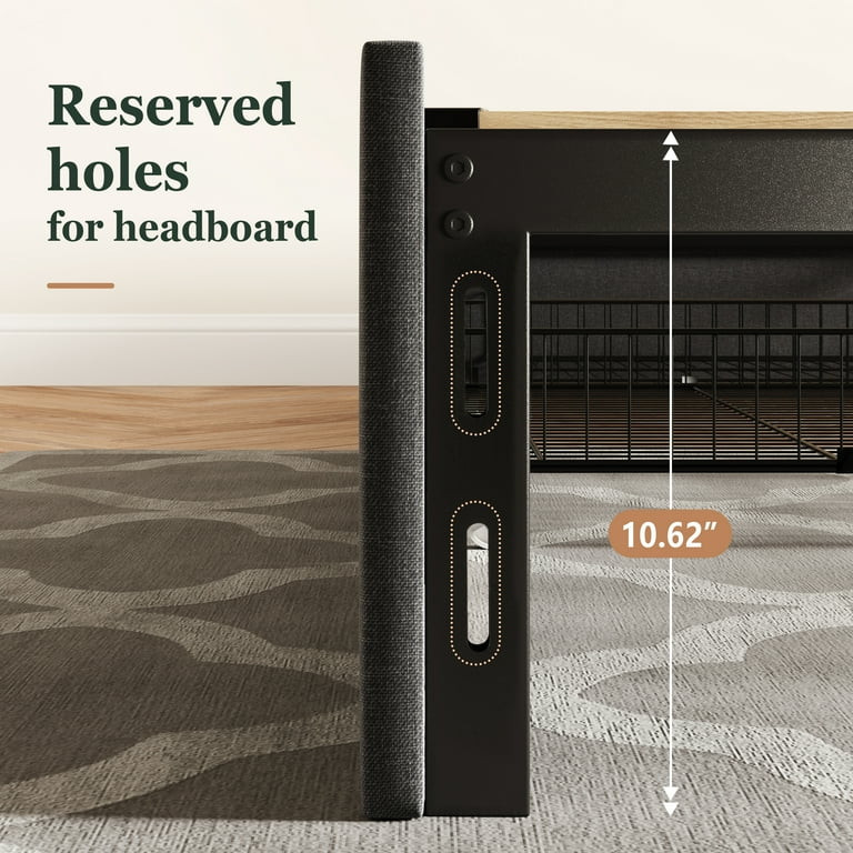 Amolife Full Size Upholstered Platform Bed Frame with 3 Storage Drawers and Wooden Slats, Dark Gr... | Walmart (US)