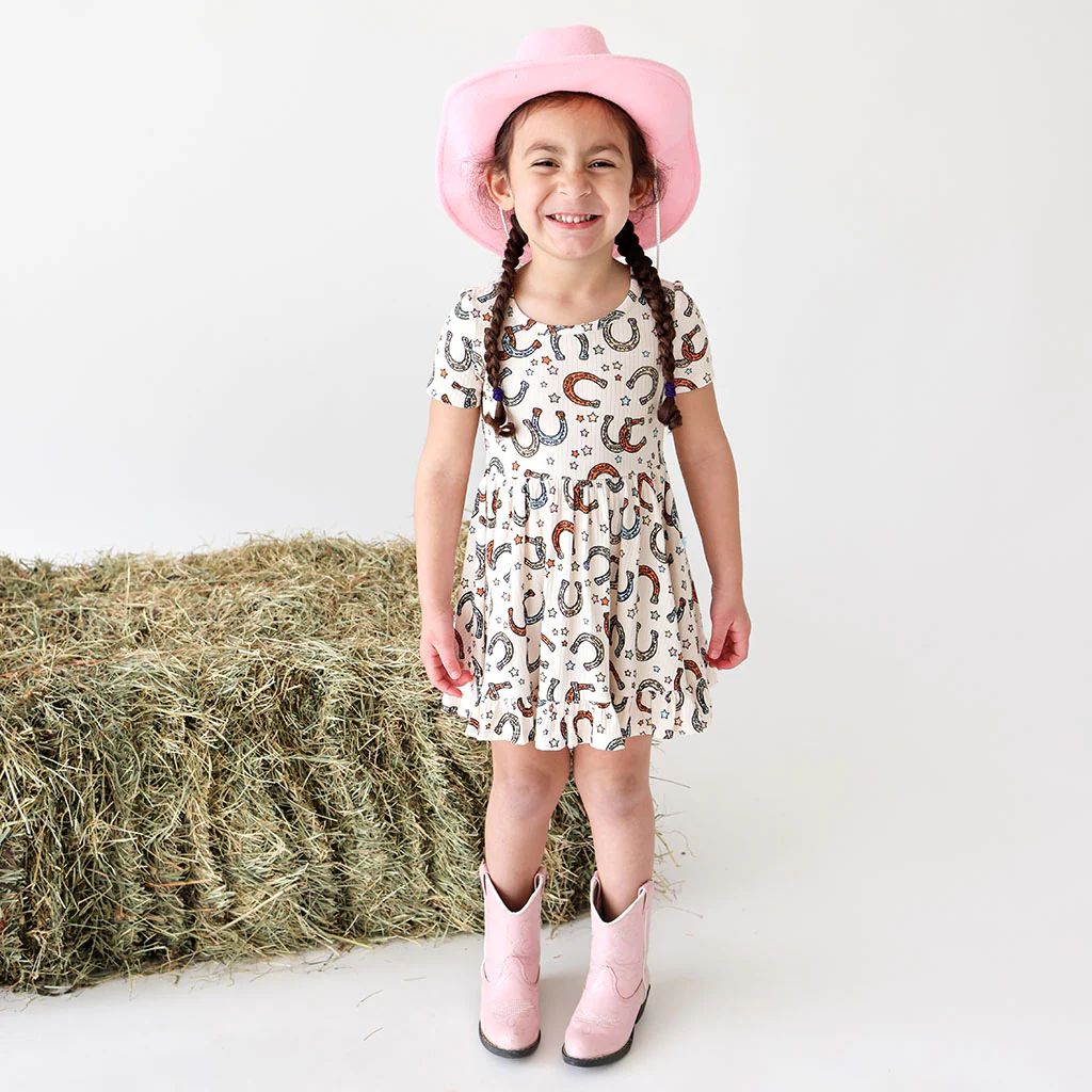 Horseshoe Cream Girl Twirl Dress | Kidd | Posh Peanut