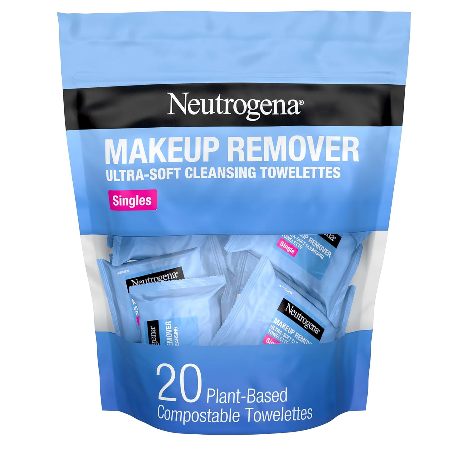 Neutrogena Makeup Remover Wipes, Individually Wrapped Daily Face Wipes for Waterproof Makeup, Travel & On-the-Go Singles, 20 Count | Amazon (US)