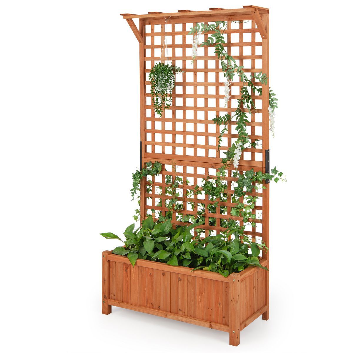 Tangkula Raised Garden Bed with Trellis Indoor & Outdoor Plant Container with Hanging Roof Draina... | Target