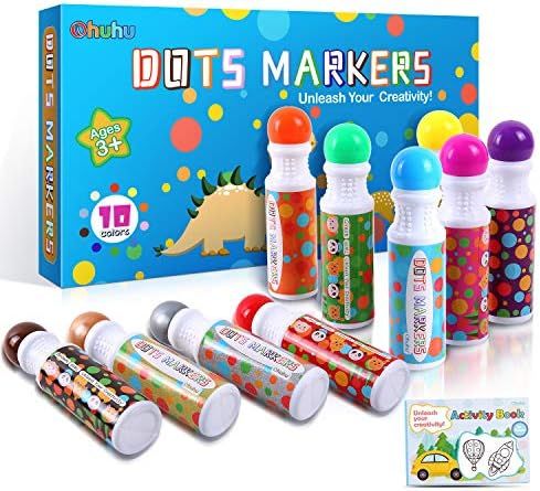 Dot Markers Kit, Ohuhu 10 Colors 18mm Diameter Dot Paint Marker (60 ml, 2.02 oz.) with a 30 Pages... | Amazon (US)