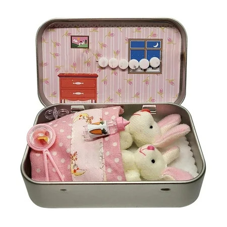 Pink Pocket Bunny Easter Gift Set – Plush Stuffed Animal in Tin Box with Mini Picnic Basket & Carrots (Cloth) | Walmart (US)