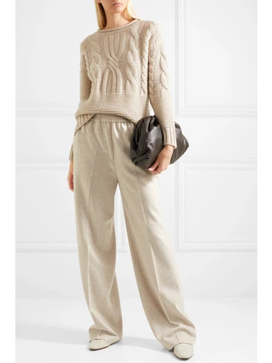Mélange wool and cashmere-blend wide-leg pants | NET-A-PORTER (US)