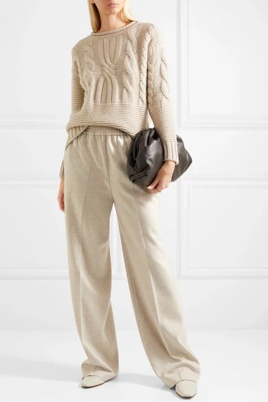 Mélange wool and cashmere-blend wide-leg pants | NET-A-PORTER (US)