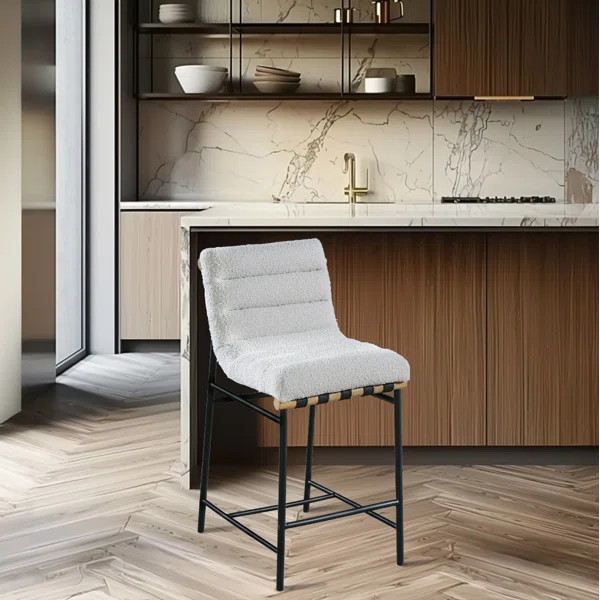 Vincentas Upholstered Counter Stool with Metal Frame | Wayfair North America