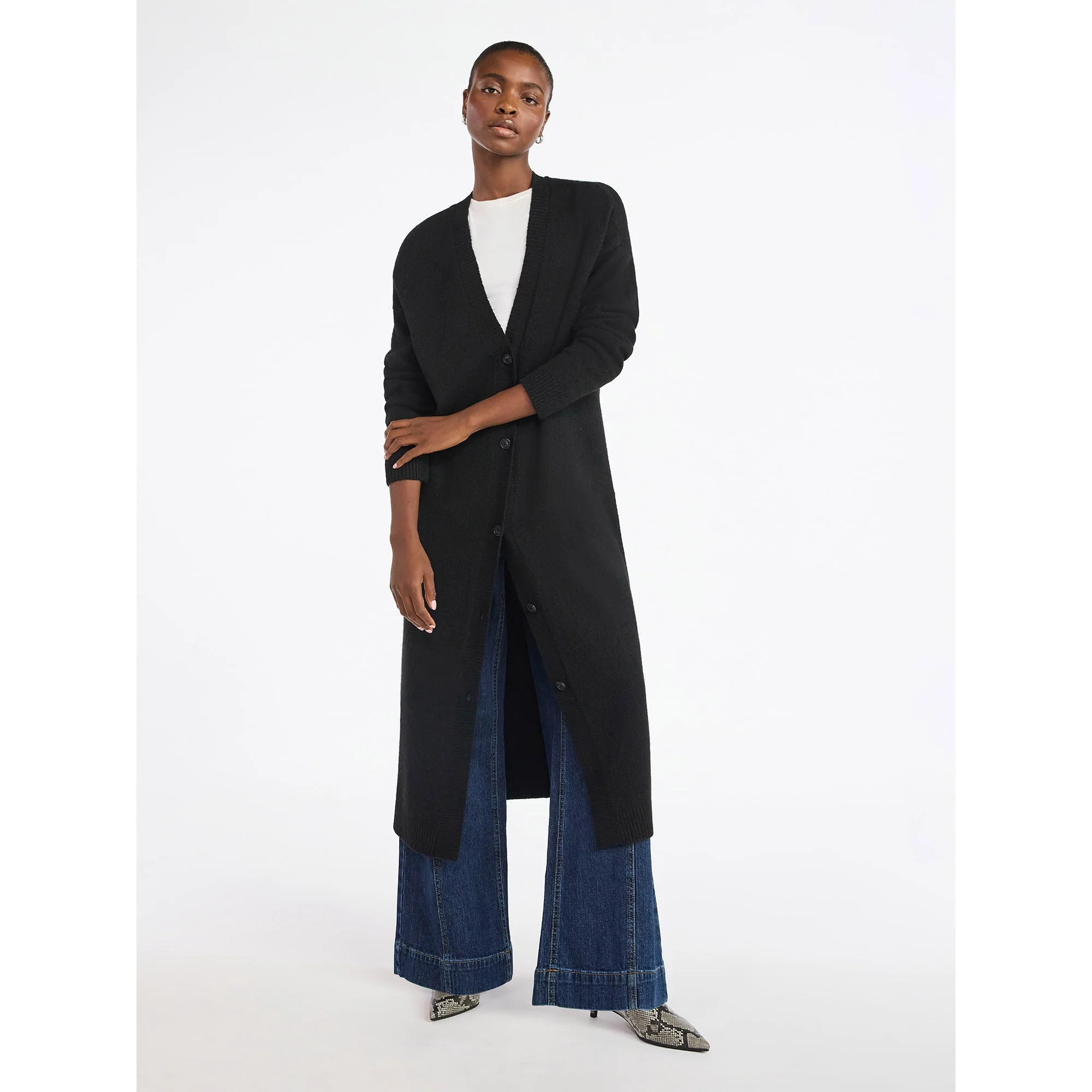 Scoop Women's and Women's Plus Button Front Maxi Cardigan Sweater, Midweight, Sizes, XS-4X | Walmart (US)