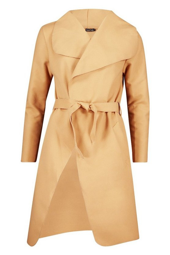 Belted Shawl Collar Coat | Boohoo.com (US & CA)