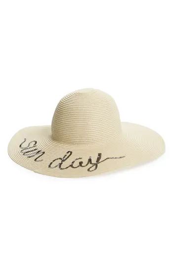 Women's Sole Society Sequin Embroidered Straw Sun Hat - | Nordstrom