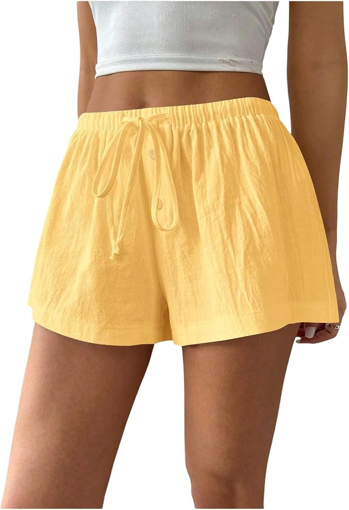 SOLY HUX Womens Drawstring Waist Wide Leg Lounge Shorts Casual Summer Fashion Apparel | Amazon (US)