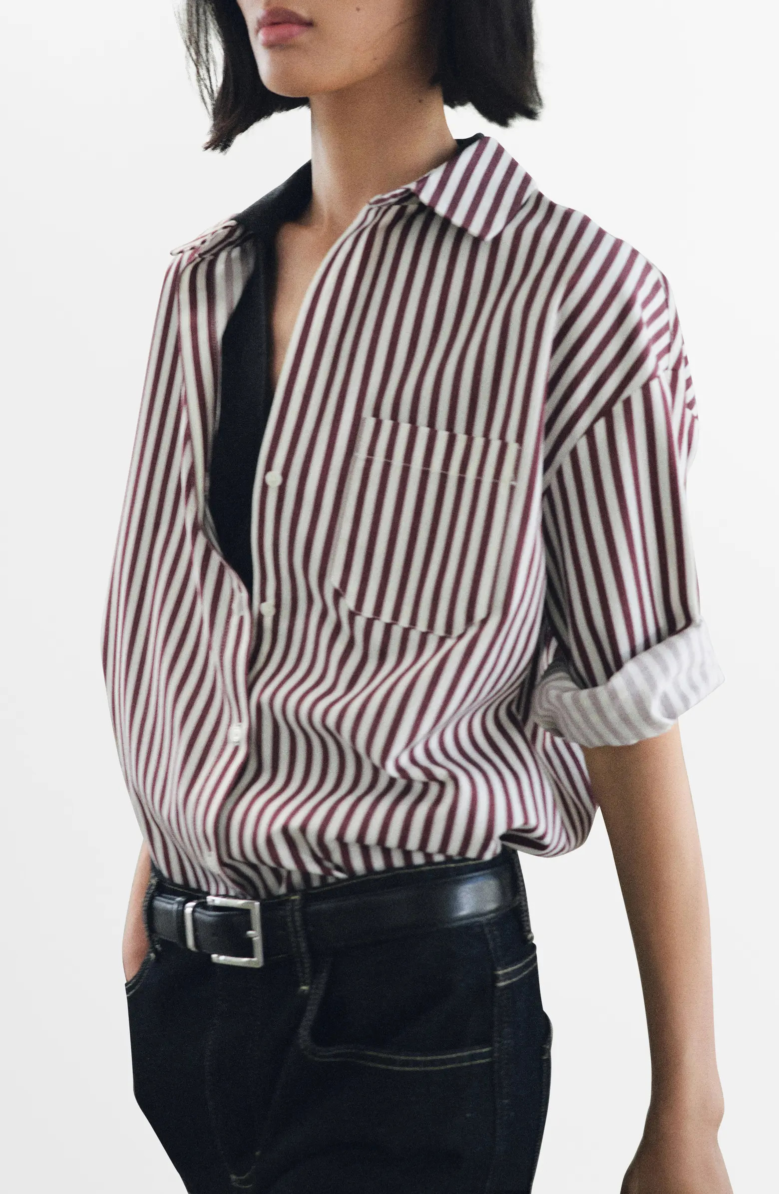 MANGO Stripe Cotton Blend Button-Up Shirt | Nordstrom | Nordstrom
