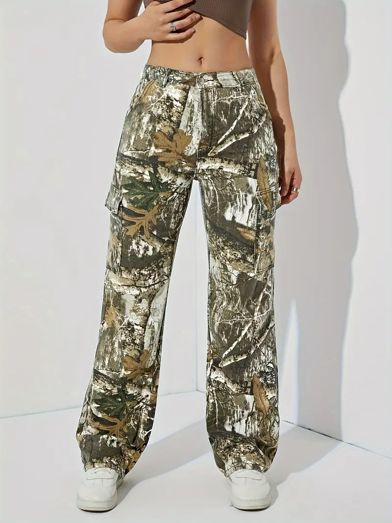 Trendy Graffiti Denim Cargo Pants - Straight-Leg, Side Pockets, Loose Fit - Casual Y2K Inspired W... | Temu Affiliate Program