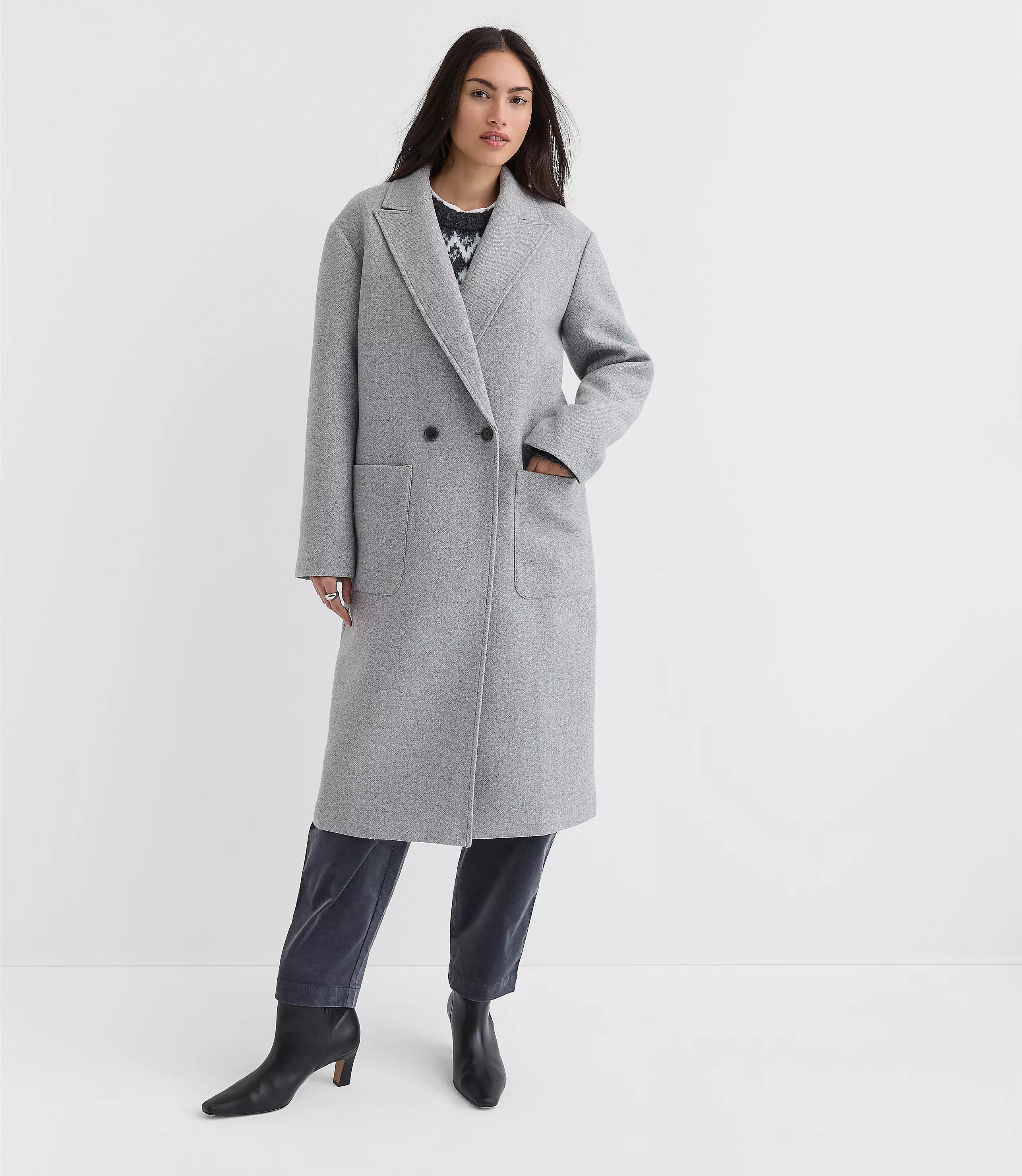 Heathered Patch Pocket Coat | LOFT