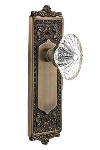 Nostalgic Warehouse 711959, Double Dummy, Antique Brass Egg & Dart Plate with Oval Fluted Crystal Glass Knob | Amazon (US)