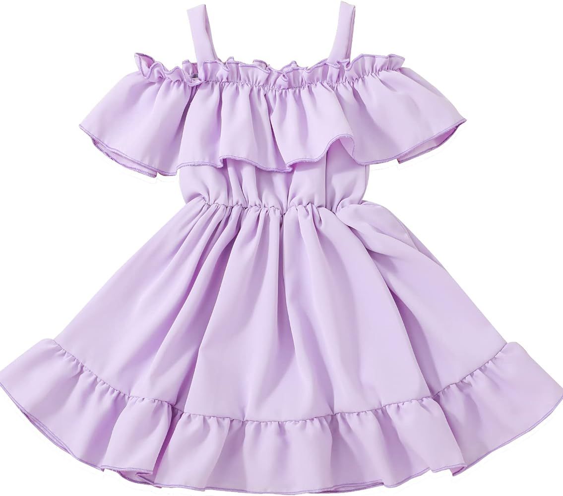 VINUOKER Toddler Girls Princess Party Dress Little Girl Summer White Dress Off-Shoulder Suspender... | Amazon (US)