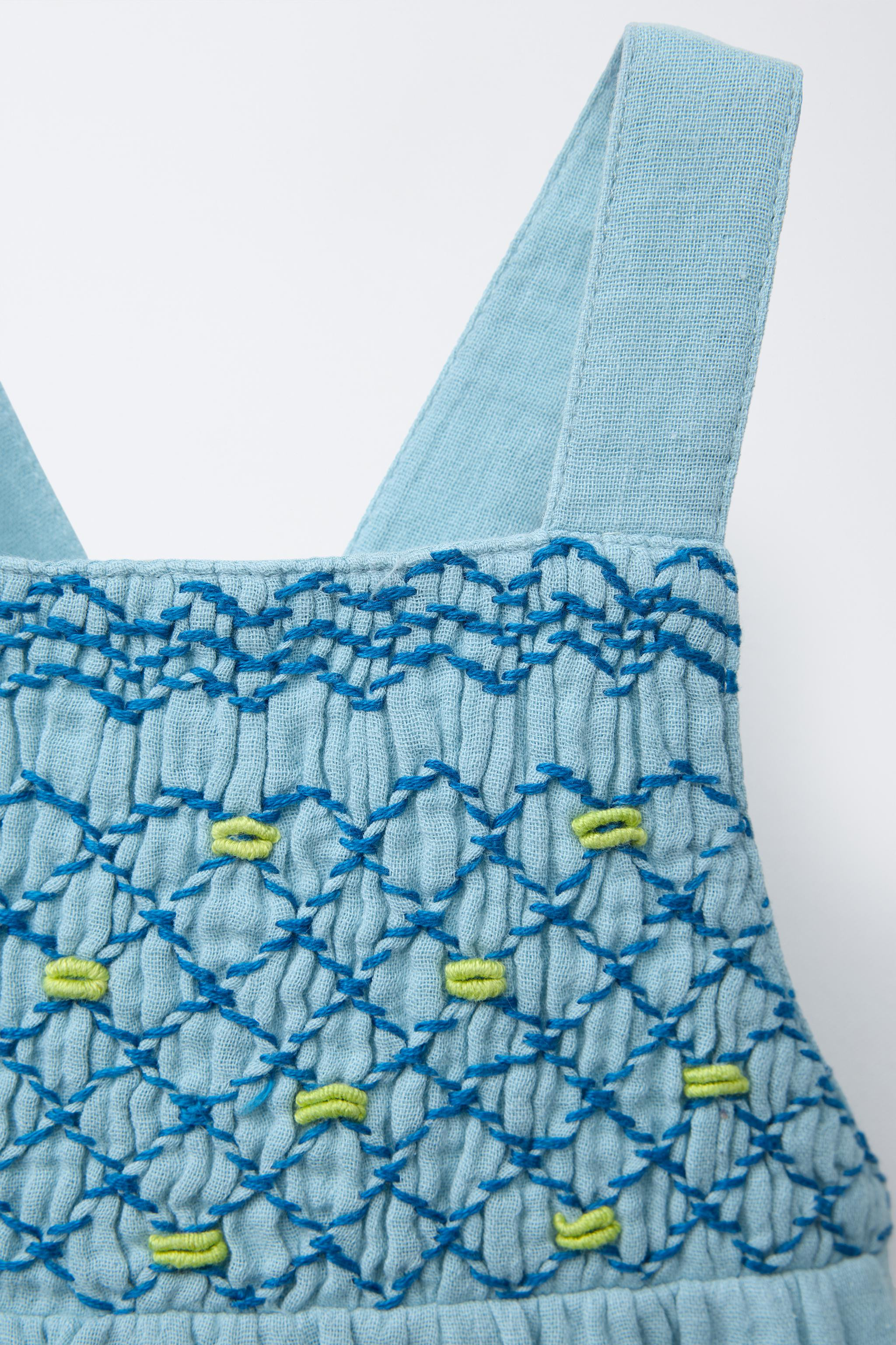 TEXTURED EMBROIDERED ROMPER | Zara US