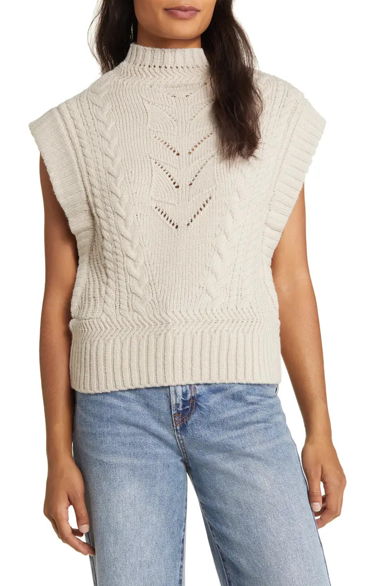 Cable Stitch Mock Neck Sweater Vest | Nordstrom