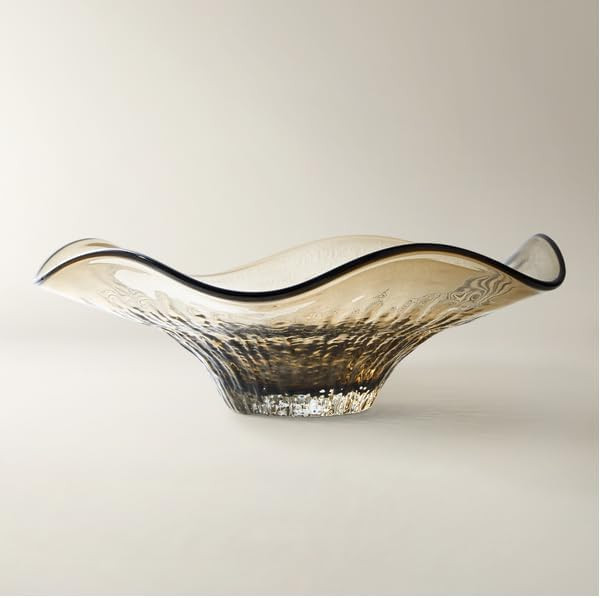 Corsi Decorative Bowl, Amber Gradient | Textured Glass, Ruffled Edge, Home Table Decor | Amazon (US)