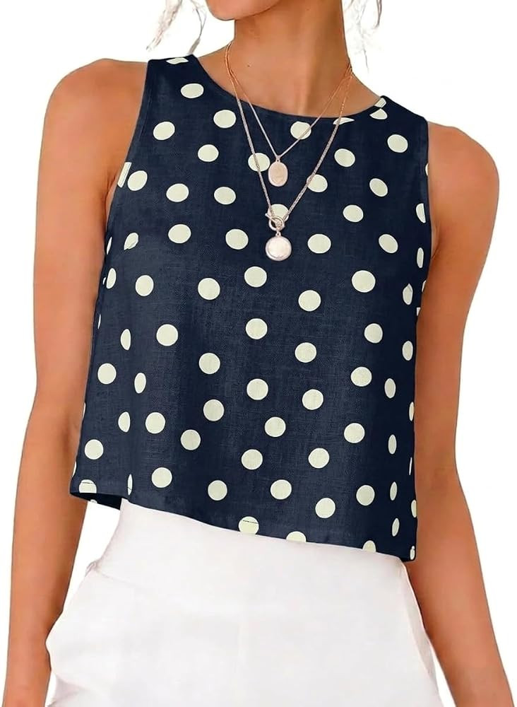 IDEALSANXUN Womens Polka Dot Top Spring Summer Crop Cute Sleeveless Shirts Tank Tops | Amazon (US)