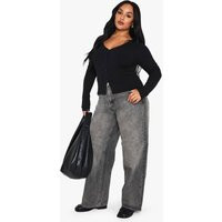 boohoo Women's Plus Washed Grey Straight Leg Denim Jean in Ice Grey | Size: 12 | boohoo (US & Canada)