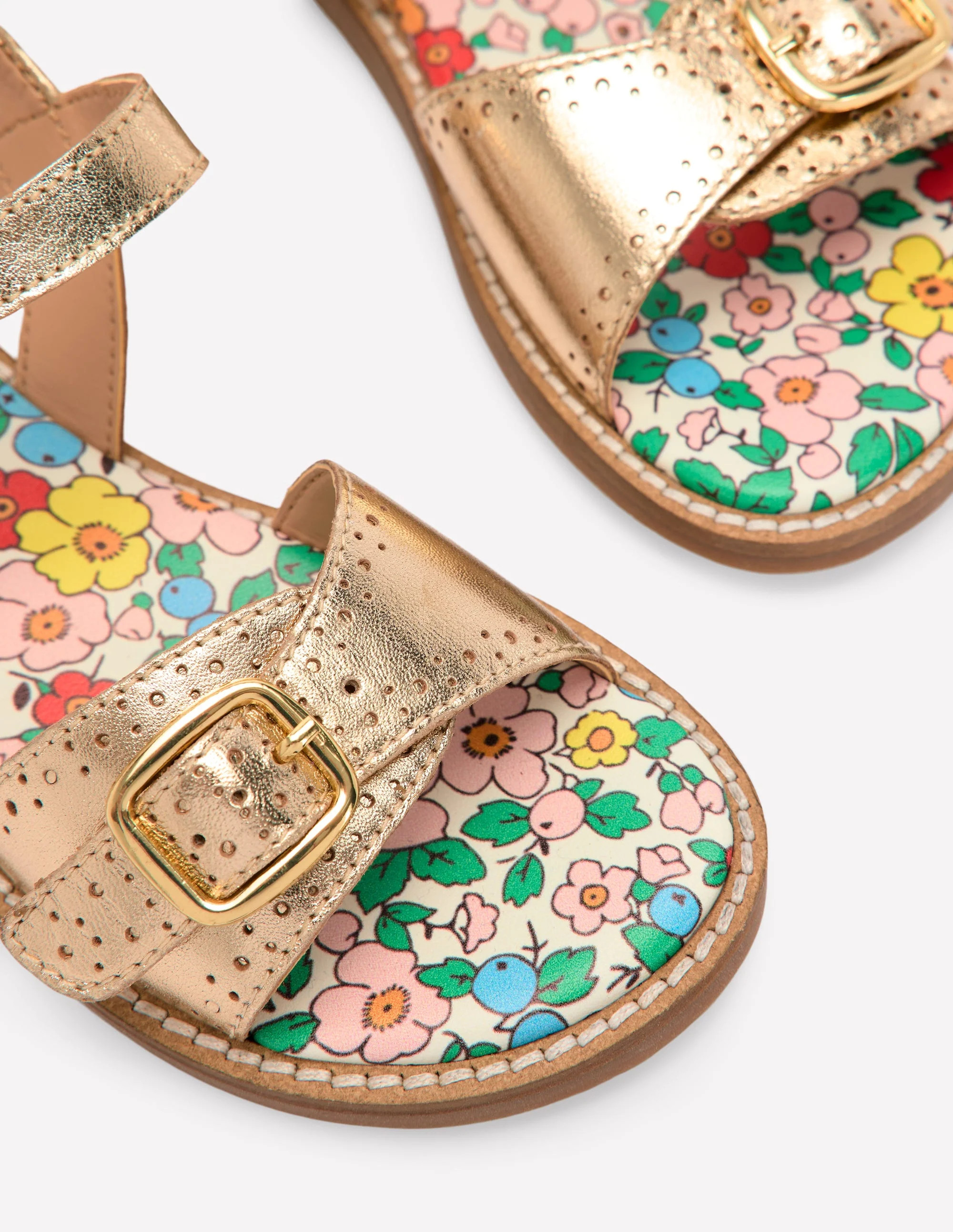 Leather Buckle Sandals-Gold | Boden (US)