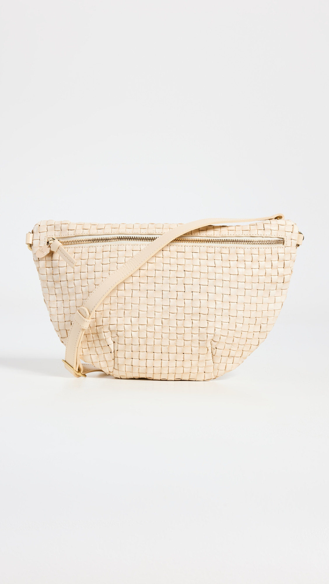 Clare V. Grande Fanny Belt Bag Cream Woven Checker One Size | Shopbop