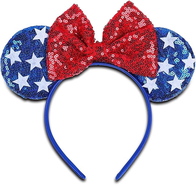 CONERY 4th of July Headbands for Women Men, Mouse Ears Headband with Sequin Bow Independence Day ... | Amazon (US)