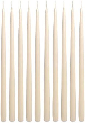 Ivory Taper Candles 15 Inch Extra Tall Unscented Premium Quality Dripless Smokeless Hand-Dipped M... | Amazon (US)