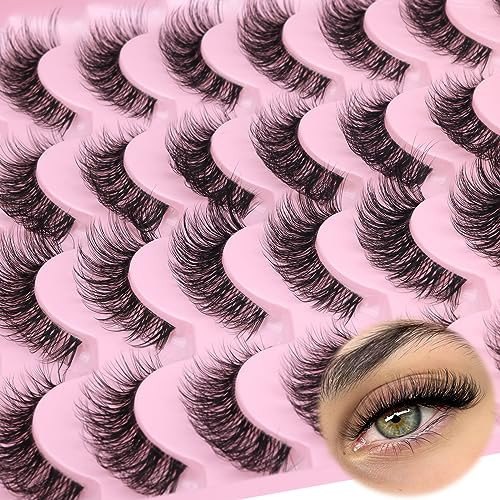 Lashes Cat Eye Wispy Eyelashes Clear Band False lashes Fluffy Strip Fake Eyelashes Natural Look 16 Pairs Faux Mink Lashes Pack bub Zegaine | Amazon (US)