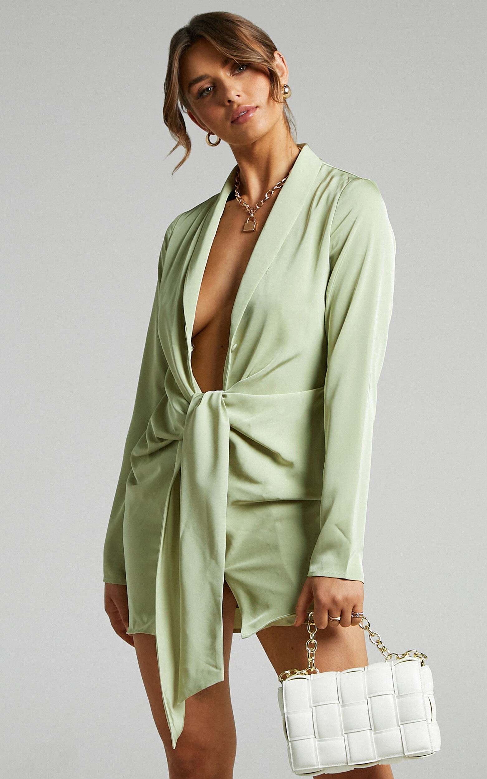 Francine Lapel Shirt Dress in Green | Showpo | Showpo - deactived