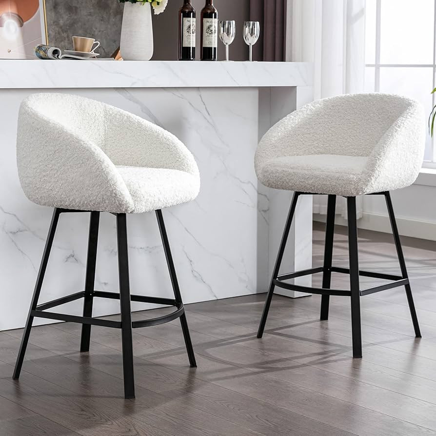 Zesthouse 26'' Modern Counter Height Bar Stools Chairs Set of 2, 360 Free Swivel Barstools for Ki... | Amazon (US)
