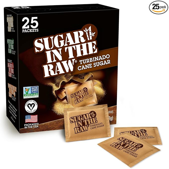 Sugar In The Raw Turbinado Cane Sugar Packets, 25 Ct, Pure, All-Natural Turbinado Sugar, Non-GMO ... | Amazon (US)