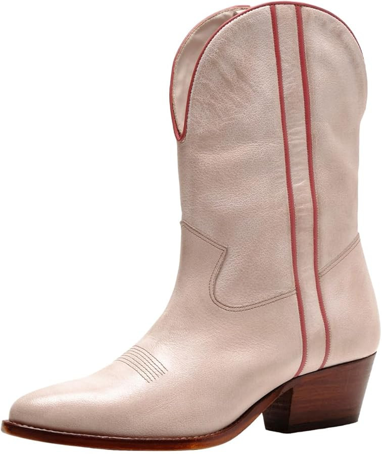 Women’s Cowgirl Ankle Boots Chunky Low Heels V Cut Booties Square Toe Pull On Shoes Party Shopp... | Amazon (US)