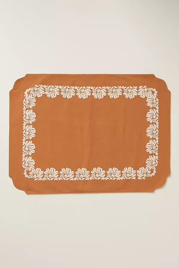 Demeter Embroidered Cotton Placemat - Anthropologie | Havenly | Havenly