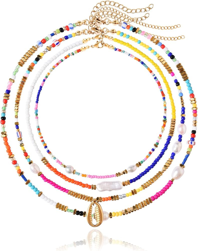 Wellike Colorful Beaded Necklace for Women Freshwater Beaded Pearl Choker Necklace Evil Eye Pearl... | Amazon (US)