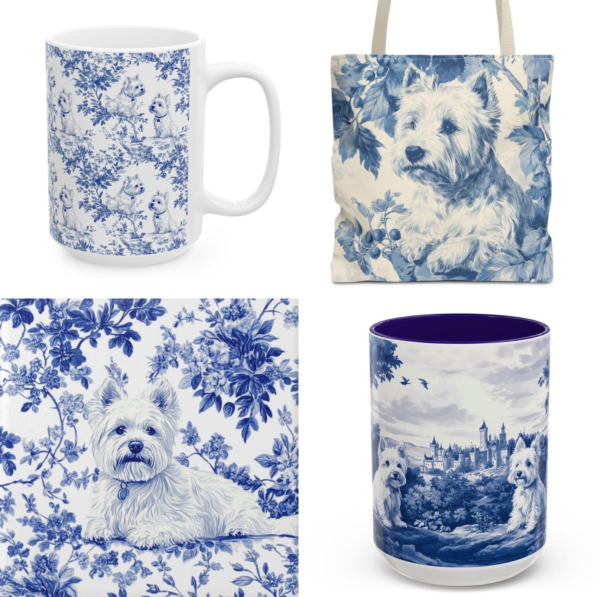 Blue and white Westie stuff that caught my eye. Love the toile mugs, coasters and bag. Plus don’t miss the shirt, hat, notecards and the wrapping paper!

#LTKPets #LTKStyleTip #LTKHome