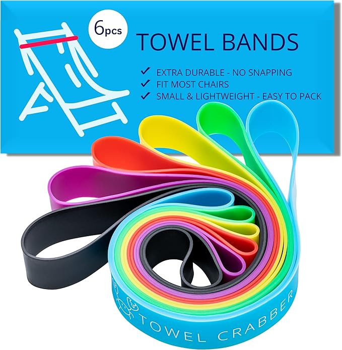 Towel Crabber Silicone Towel Bands for Beach Chairs (6 Pack) – Beach, Pool & Cruise Essentials,... | Amazon (US)