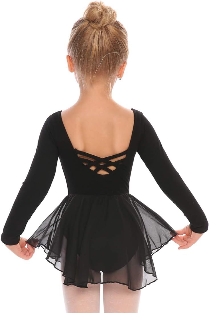 Amazon.com: Zaclotre Girl's Classic Long Sleeve Dance Dresses Ballet Skirted Leotard : Clothing, ... | Amazon (US)