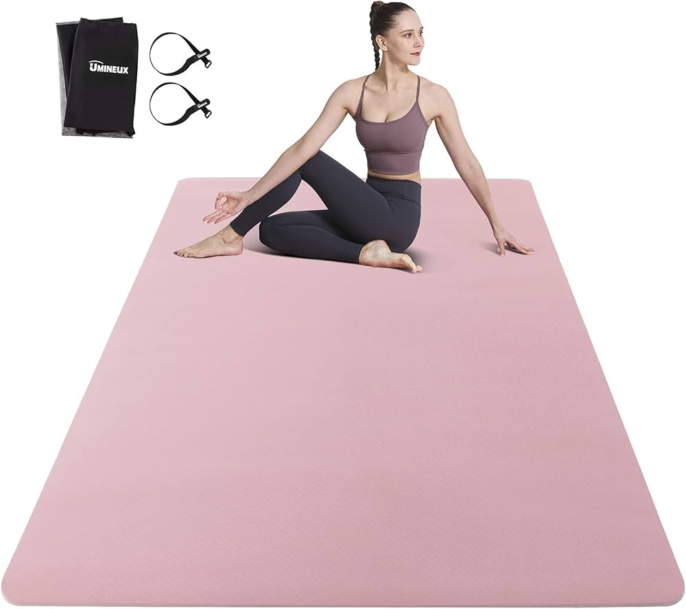 Large Yoga Mat for Men and Women - 6'x4'x6mm, Extra Wide TPE Fitness Mat for Home Gym Workout, No... | Amazon (US)