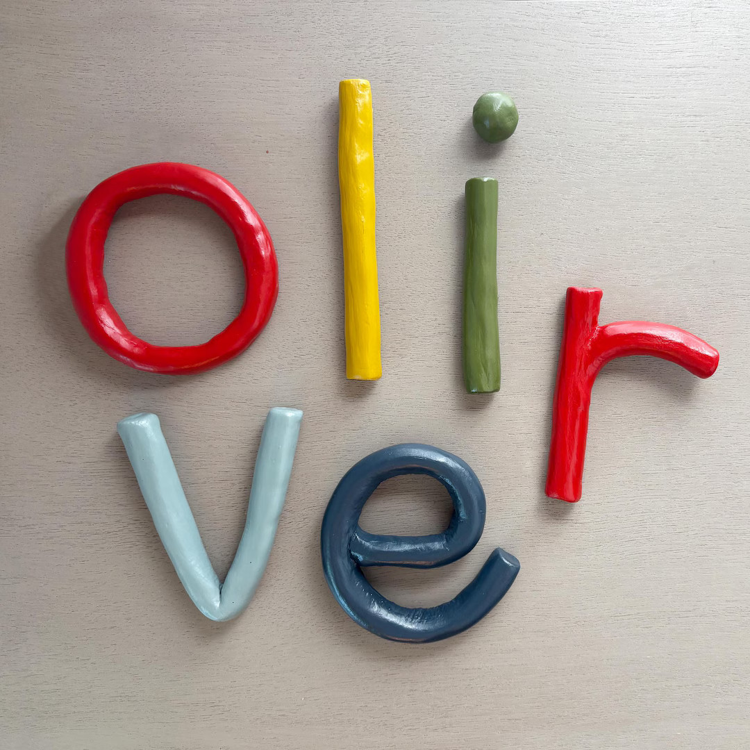 Clay Letters: Handmade Custom Name Sign, Primary Rainbow - Etsy | Etsy (US)