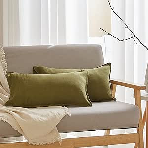 Simple&Opulence 100% Linen Lumbar Pillow Cover 12 x 20 Inches Set of 2 Rectangular Decorative Thr... | Amazon (US)