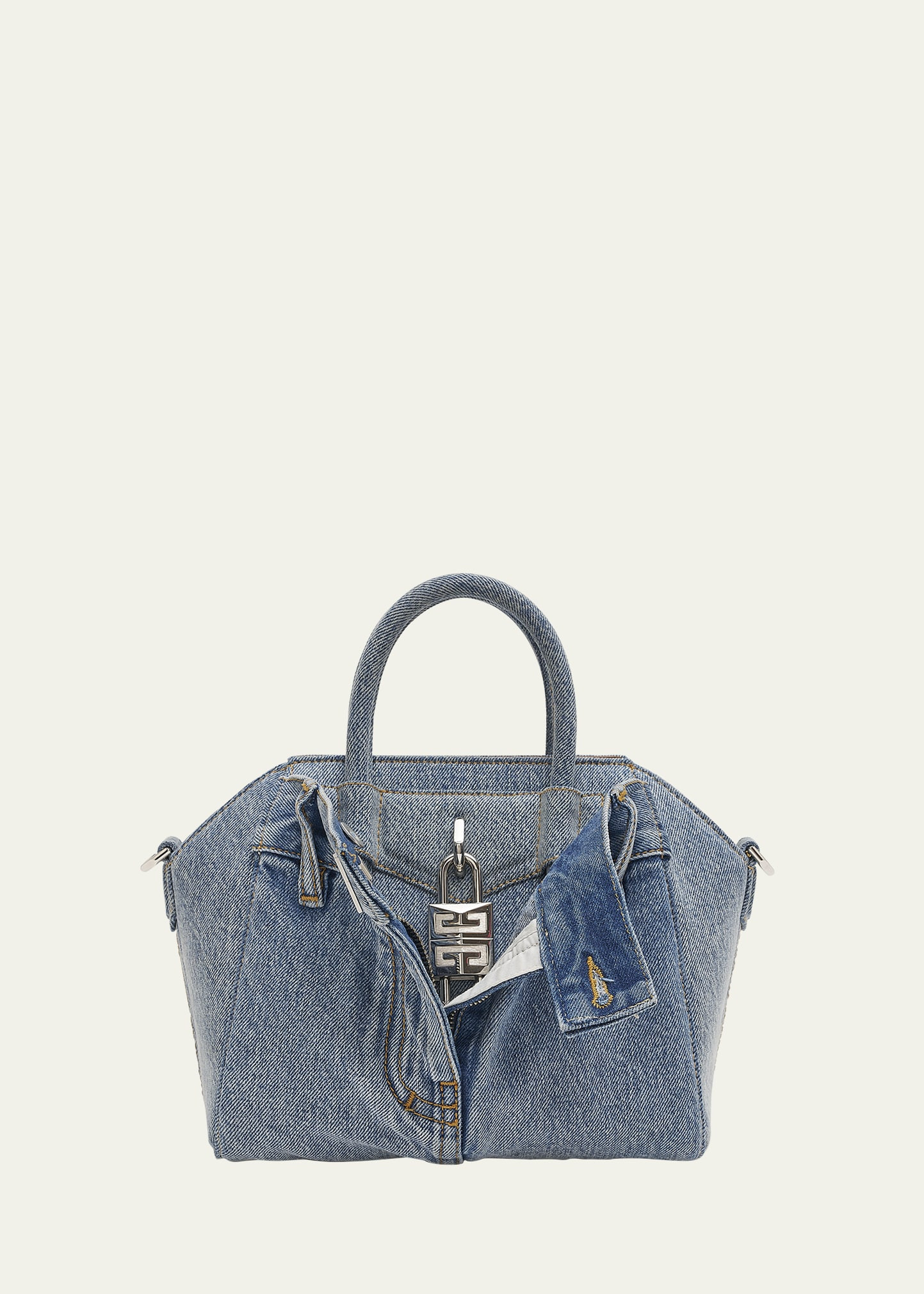 Givenchy Antigona Lock Mini Top Handle in Boyfriend Denim | Bergdorf Goodman