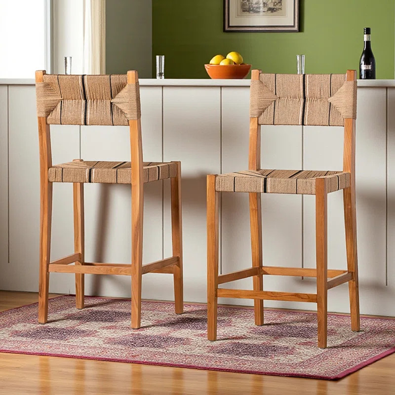 Harrington Bar Stool Set Mahogany Wood in Brown, 46.29'' H X 21.57'' W X 20.52'' D | Wayfair North America