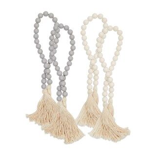 Farmhouse Wooden Bead Garland with Tassels, White Wood (27 In, 4 Pack) | Michaels Stores