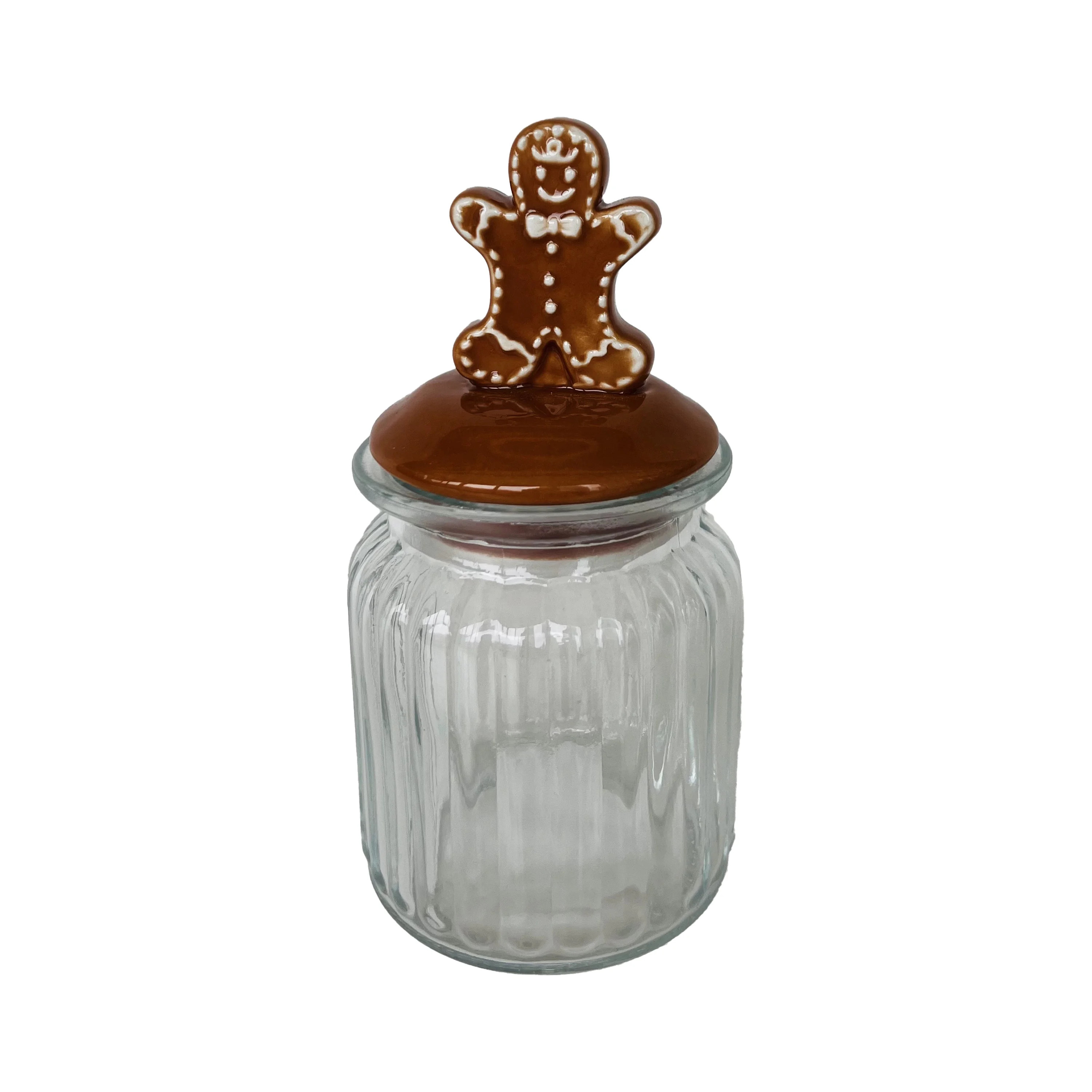 Ceramic and Glass Gingerbread Christmas Cookie Jar, Brown, 6.25", by Holiday Time | Walmart (US)